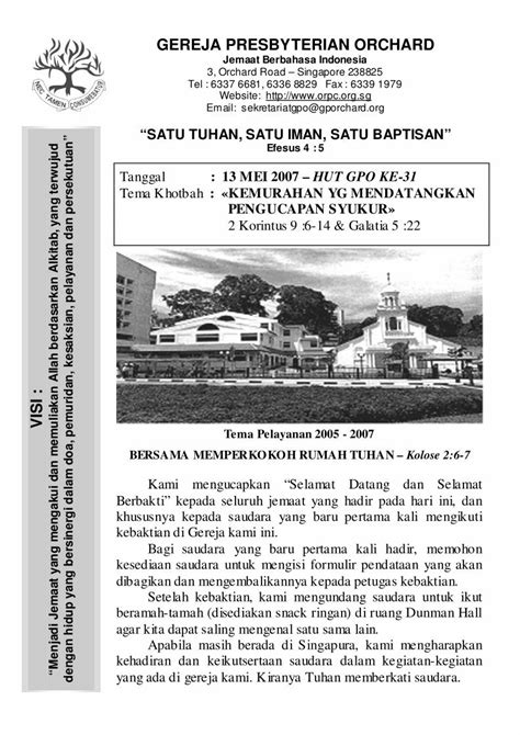 PDF GEREJA PRESBYTERIAN ORCHARD PENGUCAPAN SYUKUR TATA IBADAH