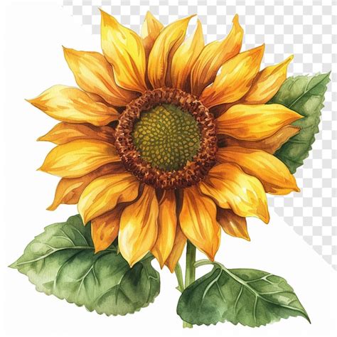 Ilustración de girasol en acuarela clipart brillante Archivo PSD Premium