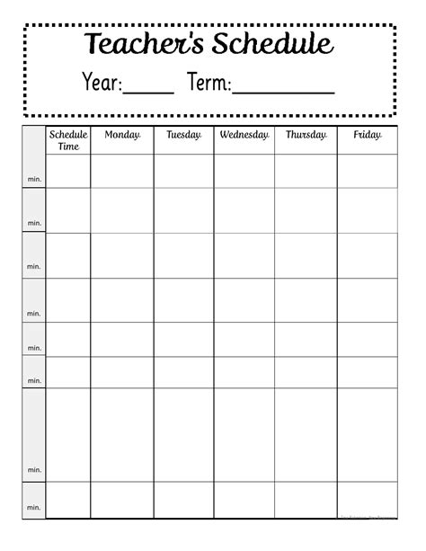 Teacher S Schedule Template Download Fillable Pdf Templateroller