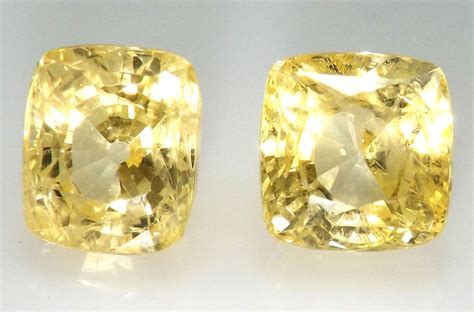 Pair Of Excellence 14 59 Ct Natural Yellow Sapphires Ceylon Unheated