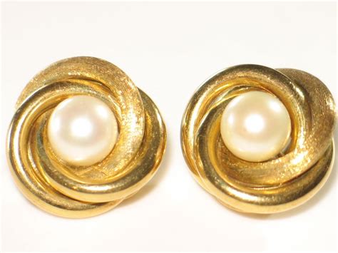 Vintage Clip On Earrings 13k 14k Yellow Gold And Cultured Pearl Big From Shortstack On Ruby Lane