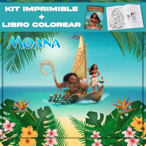 Kit Imprimible Moana Editable Libro Para Colorear