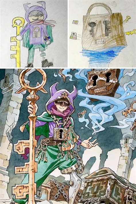 Dad Continues Turning His Sons Doodles Into Anime Characters Awesome