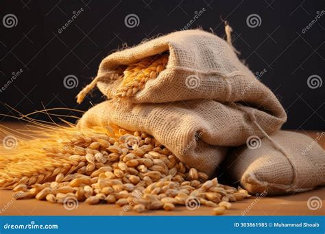 Grain Close Up Small Sack With Wheat Capturing Agricultural Essence