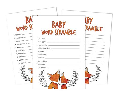 Buy Inkdotpot 50 Pack Baby Word Scramble Baby Shower Game Cards Gender