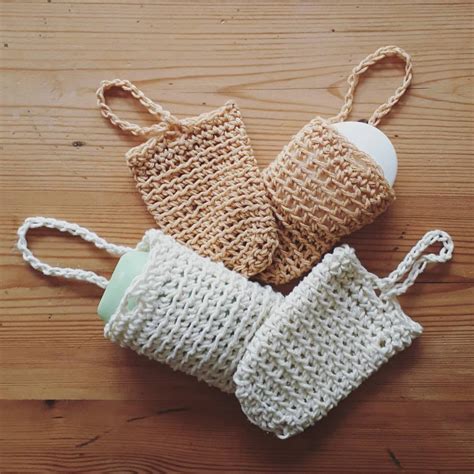 Crochet Cotton Soap Saver Bag Handmade Soap Pouch Cotton Soap Bag