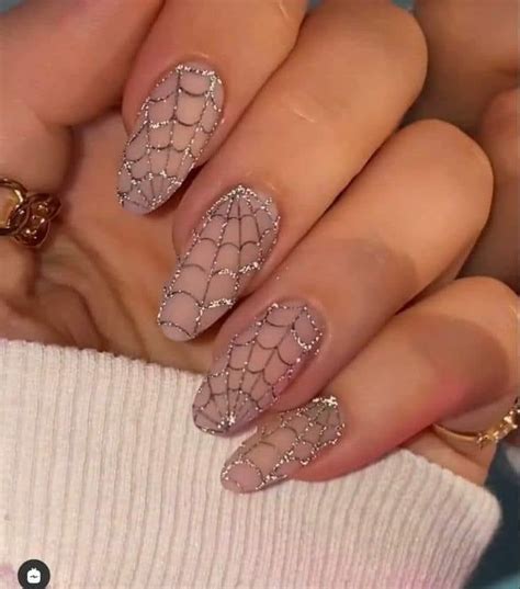 Almond Shaped Spiderweb Nails Halloween Nails Gel Nails Halloween