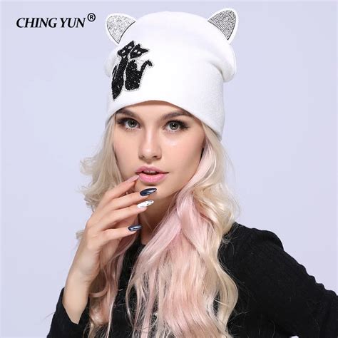 Gorros De Punto Con Orejas De Gato Para Mujer Gorros C Lidos Con