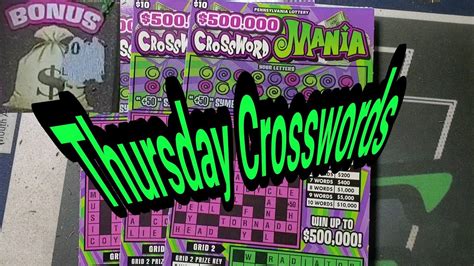 Thursday Crosswords Will The Winning Begin Pa Lottery Scratch Tickets