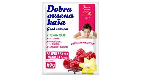 DOBRA ovsena kaša malina vanila 60g Cenoteka