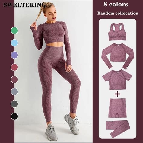 Pcs Seamless Women Sportswear Yoga Set Workout Gym Clothing Fitness