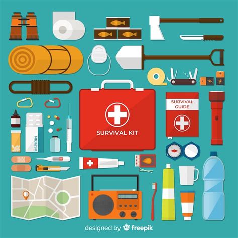 Kit de supervivencia de emergencia con diseño plano Vector Gratis