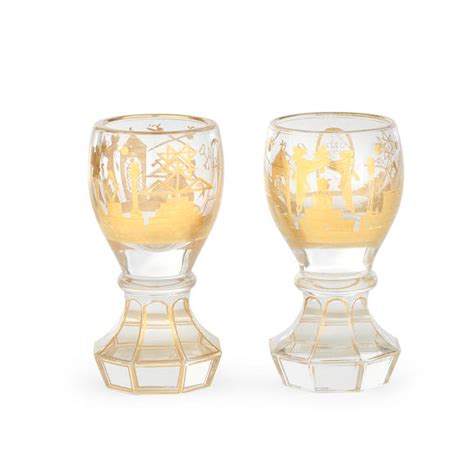 Bonhams A Pair Of Bohemian Gilded Masonic Firing Tumblers Late 19th Century