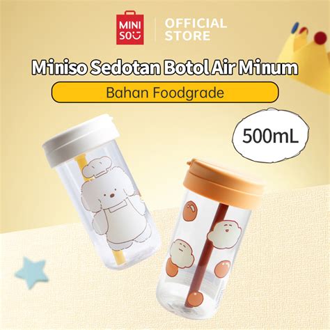 Jual Miniso Botol Minum 500ML Sedotan Botol Air Botol Minum Lucu