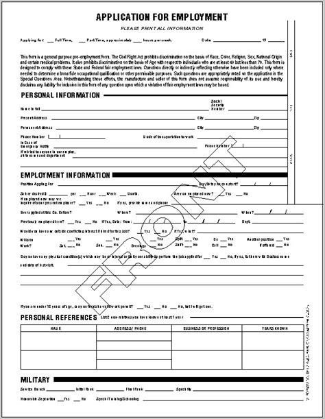 Burger King Job Application Form Printable