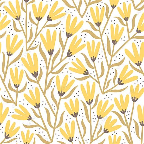 Hand Drawn Seamless Pattern With Stylized Wildflowers Background