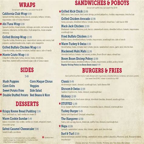 Menu at Walk-On's Bistreaux & Bar, Houma