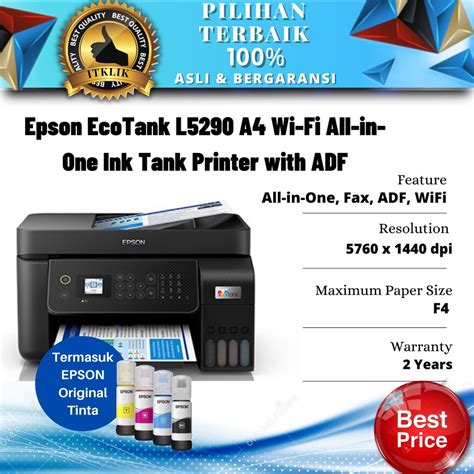 Jual Epson Printer L5290 Print Scan Copy Fax Wifi Pengganti L5190 Garansi Resmi Epson