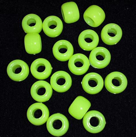 Green Neon Pony Beads 6x9mm