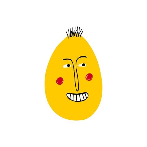 Premium Vector Funky Yellow Strange Egg With Sarcastic Face Cute