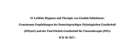 Aktuelle Leitlinie Zur Diagnostik Und Therapie Von Candida Infektionen