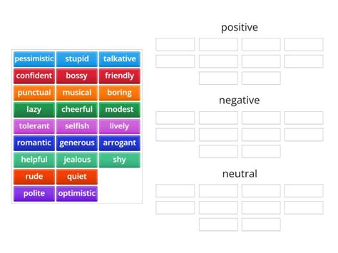 Personality Adjectives Group Sort