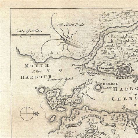 Antique Map Of Halifax Nova Scotia 1750 Rare Map Fine Etsy