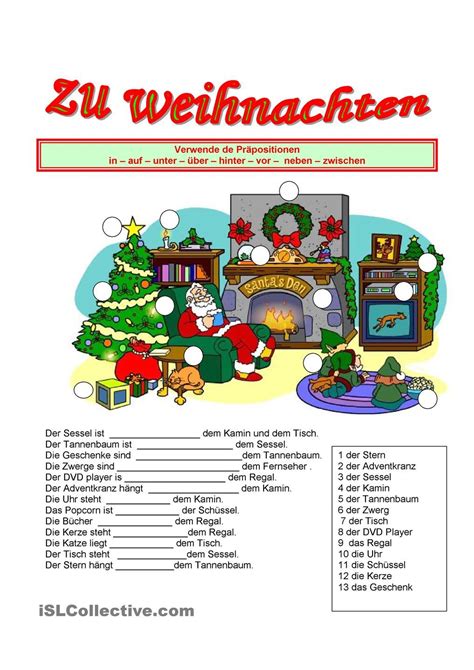 Zu Weihnachten Präpositionen Deutsch lernen Französisch stunde