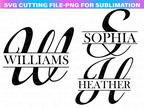 Split Monogram Svg Alphabet Split Monogram Font Split Etsy