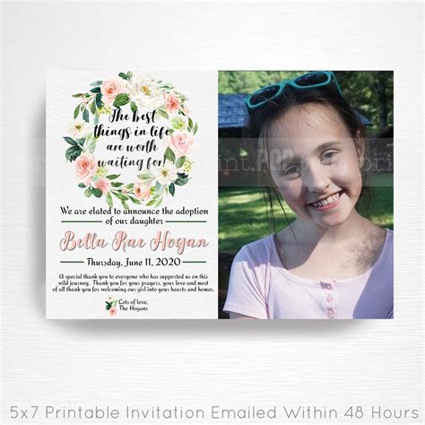 Adoption Gotcha Day Party Printable Announcement Invitation Etsy