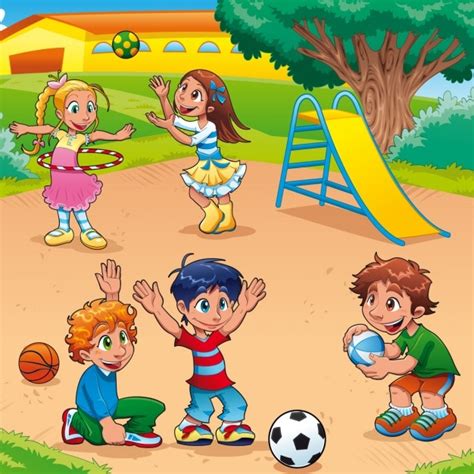children playing   park  vector
