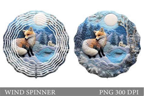 Fox Spinner Sublimation Fox Winter Wind Spinner Design By