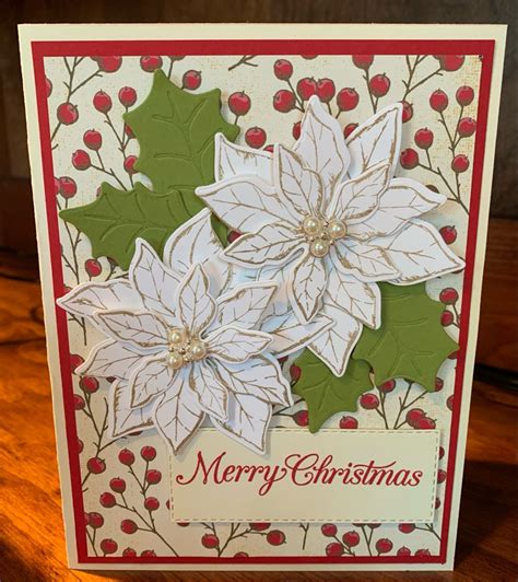 Stampin Up Poinsettia Petals Christmas Card Art Christmas Flower