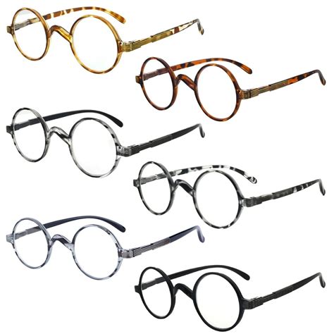 Reading Glasses Round Professor Readers Specs 6 Pack Women Men