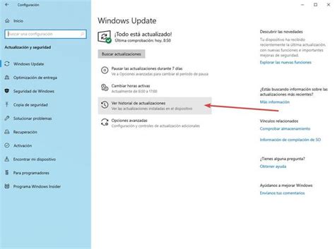 Windows Update Ver Todas Las Actualizaciones Instaladas En Windows 10