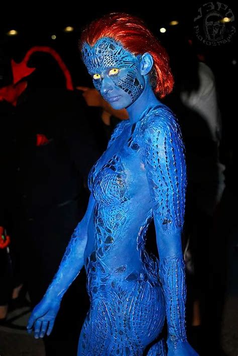 Mystique Costume Ideas Diy Cosplay W Wig And Blue Bodysuit Mystique Costume Mystique Blue