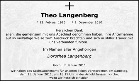 Traueranzeigen Von Theo Langenberg Trauer In NRW De