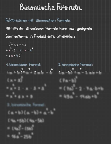 SOLUTION Binomische Formeln 1 Studypool