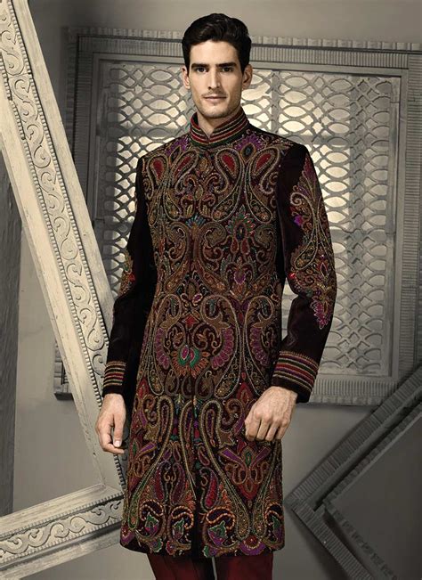 Velvet Sherwani Design For Men Wedding In Pakistan