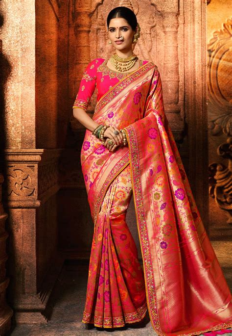 Golden Silk Embroidered Saree With Blouse 5604