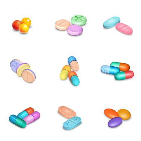 Realistic Pills Icons Set 461823 Vector Art At Vecteezy