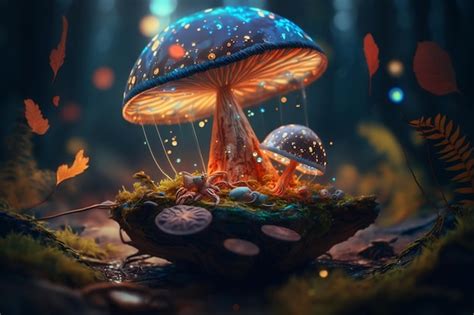 Premium Photo | Fantastic mushroom in a fairy forest closeup Generative AI