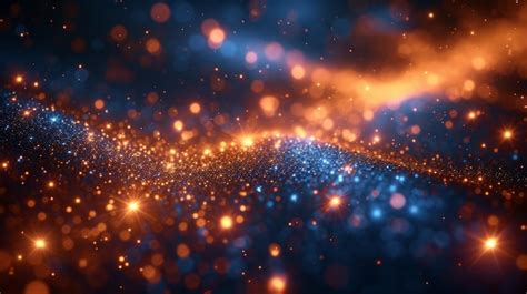 Premium Photo Blue And Orange Glowing Particles Background