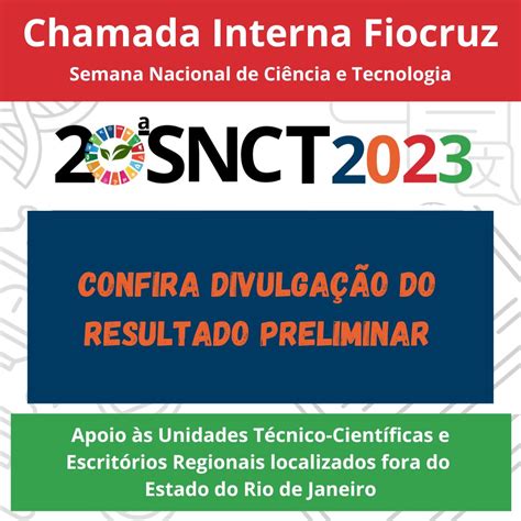 Chamada Interna De Apoio S Atividades Da Snct Divulga Resultado