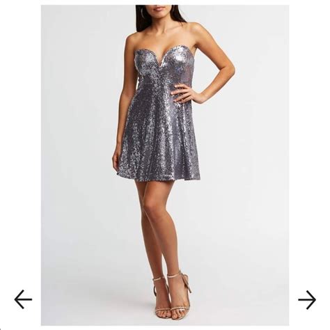 Charlotte Russe Dresses Nwt Silver Sequins Skater Dress With