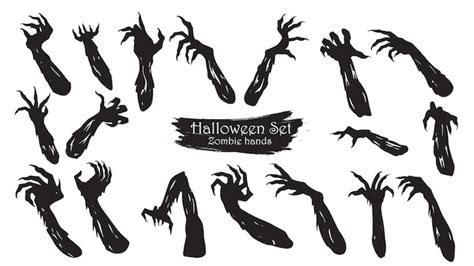 Premium Vector Spooky Zombie Hands Silhouette Collection Of Halloween