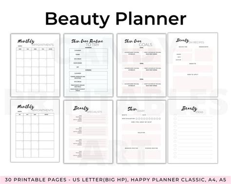 Buy Skincare Planner Beauty Routine Planner Printable Skin Care Planner