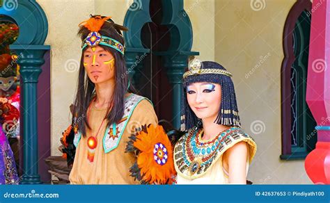 Cleopatra And Native Indian At Disneyland Hong Kong Editorial Stock
