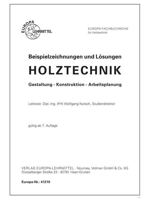 Pdf Beispielzeichnungen Und L Sungen Holztechnik Vorwort Das