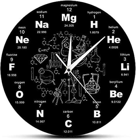 Modern Wall Clock Periodic Table Of Elements Wall Art Chemical Symbols